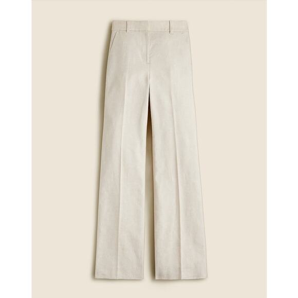 J Crew Carolina Flare Stretch Linen Blend Pants US Women's 12 Petite - Picture 1 of 6